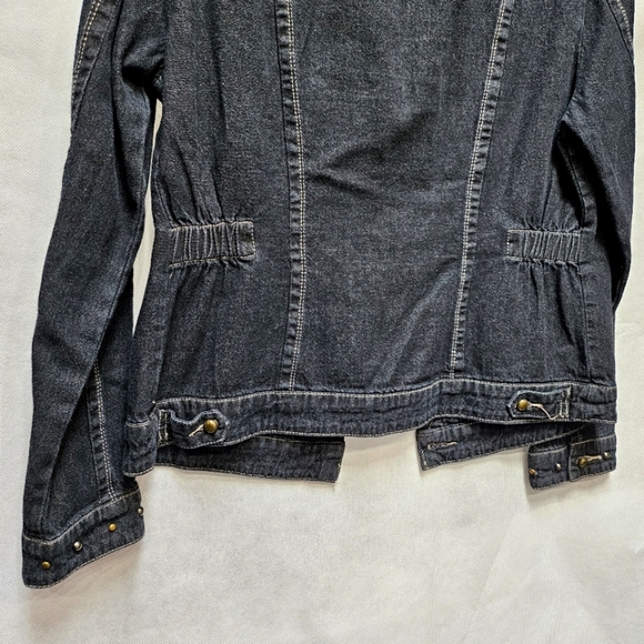 LAL Black Studded Denim Jean Jacket Classic Style Size M - Picture 5 of 6
